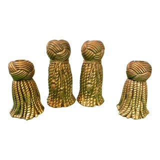 Mid-Century Dorothy Draper Style Tassel Candle Holders - a Set of Four For Sale