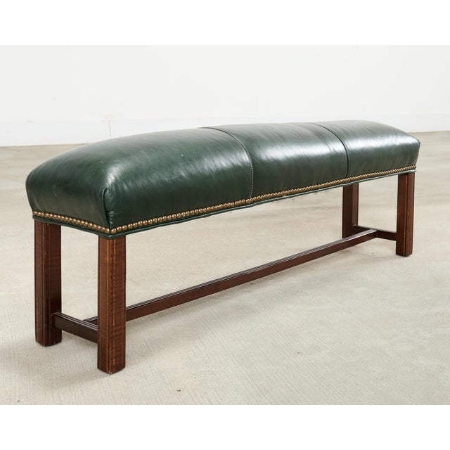 Elongated Georgian Style Mahogany Leather Footstool For Sale - Image 4 of 18