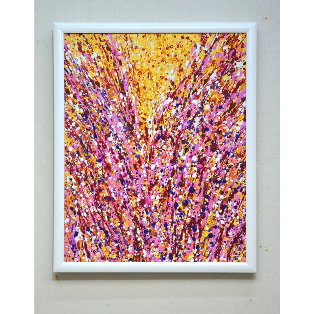 In this painting, I've channeled the vibrant energy of a celebratory explosion, using acrylics to evoke intense emotions...