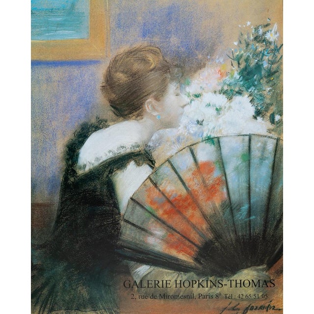 Paper Young Woman with a Fan Poster attributed to Jean-Louis Forain For Sale - Image 7 of 7