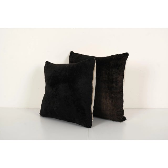 Turkish Velvet Black Kilim Pillow Cover - A Pair -Luxurious cushion cover of handloomed ikat fabric -Insert is NOT...