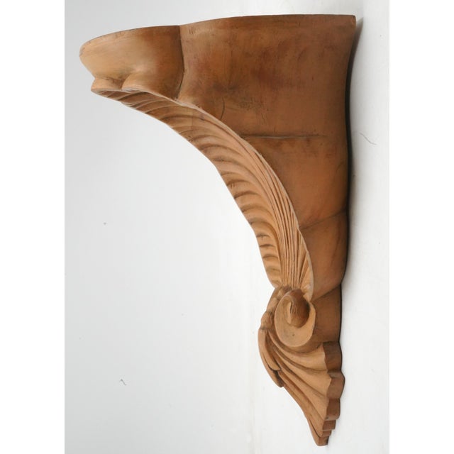 1980s 1980s Pair Italian Shell Carved Wood Wall Shelves For Sale - Image 5 of 9