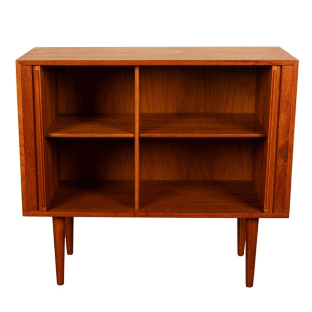 Wood Danish Mid Century Modern Tambour Roll Front Teak Cabinet Kai Kristiansen Feldballes Møbelfabrik Circa 1960 For Sale - Image 7 of 12