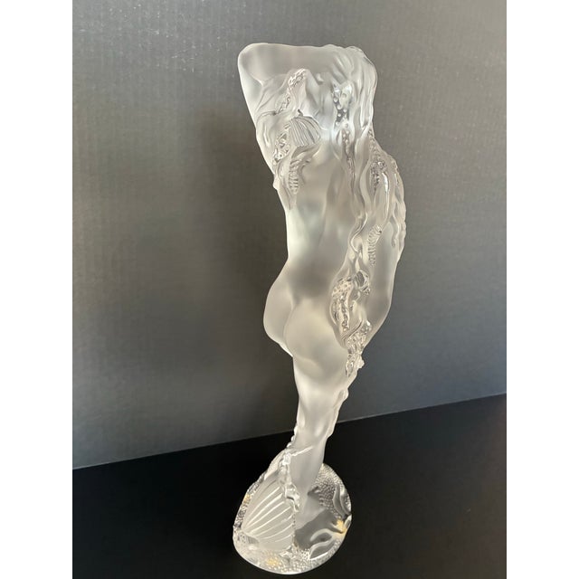 Glass This Is a Lalique "Oceanide" Crystal Sculpture, Featuring a Nude Figure Rendered in Both Clear and Frosted Glass For Sale - Image 7 of 8