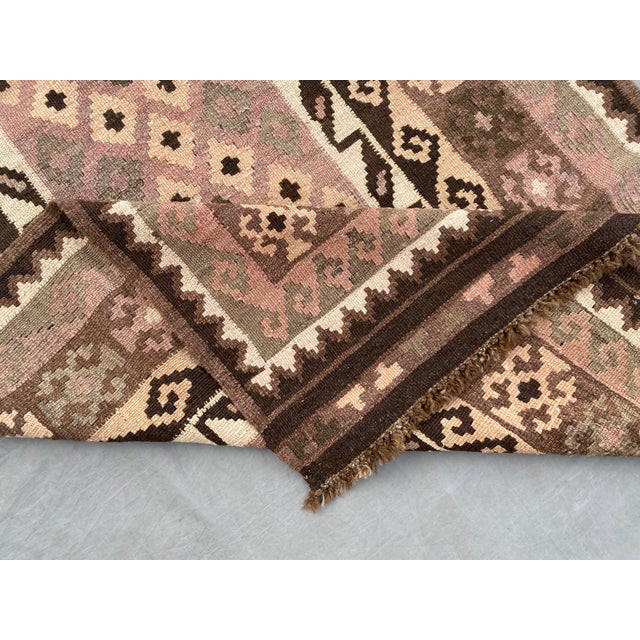 Mauve Afghan Maimana Kilim Accent Rug, Handwoven Wool, 3x7, Mauve & Sage For Sale - Image 8 of 11