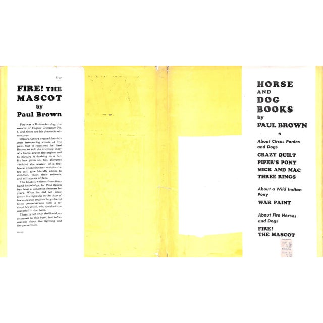 BROWN, Paul Charles Scribner's Sons 1939 10 3/4" x 8 1/2" w/ Remarque Drawing of Dalmatian dog head, Fire! For F. My. Jr....