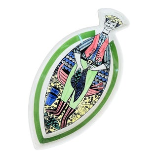 1950s Scandinavian Pottery Figural Fisherman Fish Platter by Anita Nylund For Sale