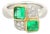Emerald Diamond Platinum & 18k Yellow Gold Ring, Size 6 For Sale