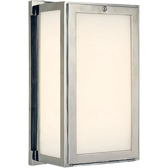 Modern Thomas O'Brien for Visual Comfort Signature Mercer Short Box Light in Polished Nickel with White Glass For Sale - Image 3 of 4