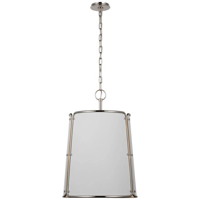 Modern Carrier & Company for Visual Comfort Signature Hastings Medium Pendant in Polished Nickel with White Shade For Sale - Image 3 of 5
