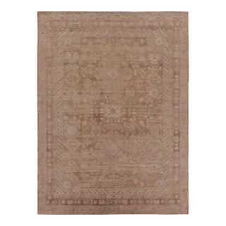 Rug & Kilim’s Modern Classics Rug in Beige and Gold Traditional Geometric Floral Pattern For Sale