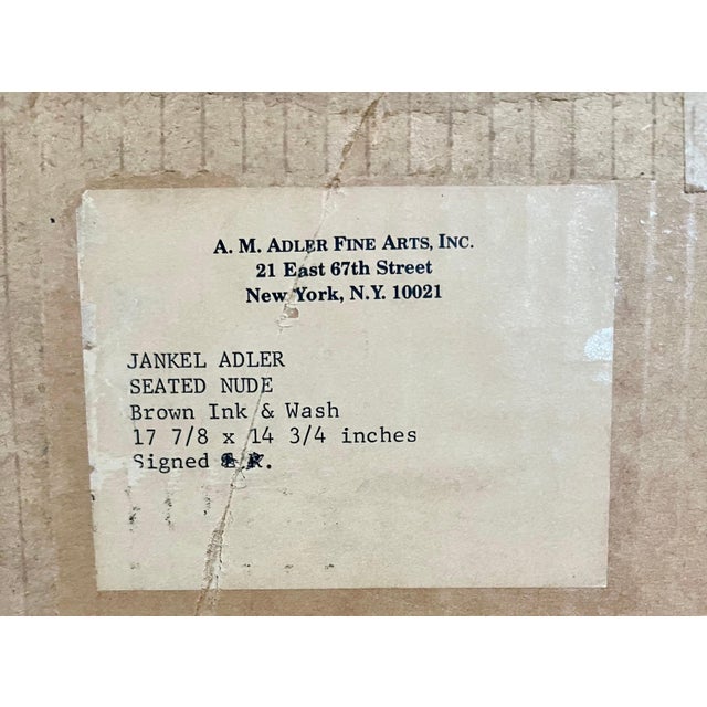 Paper Jankel Adler, Modernist Ink and Wash Drawing, Painting Jankel Adler Woman Model Ecole De Paris, c.1930's-1940's For Sale - Image 7 of 7