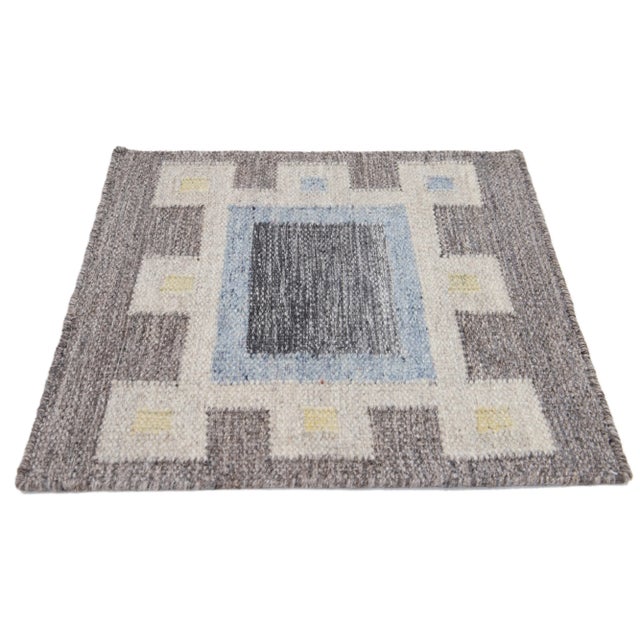 Modern Modern Swedish Style Handwoven Beige/Gray Custom Wool Rug For Sale - Image 3 of 6
