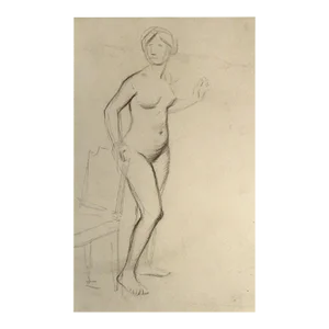 Jean-Louis Forain Pencil on Paper Drawing, Standing Nude Woman Study