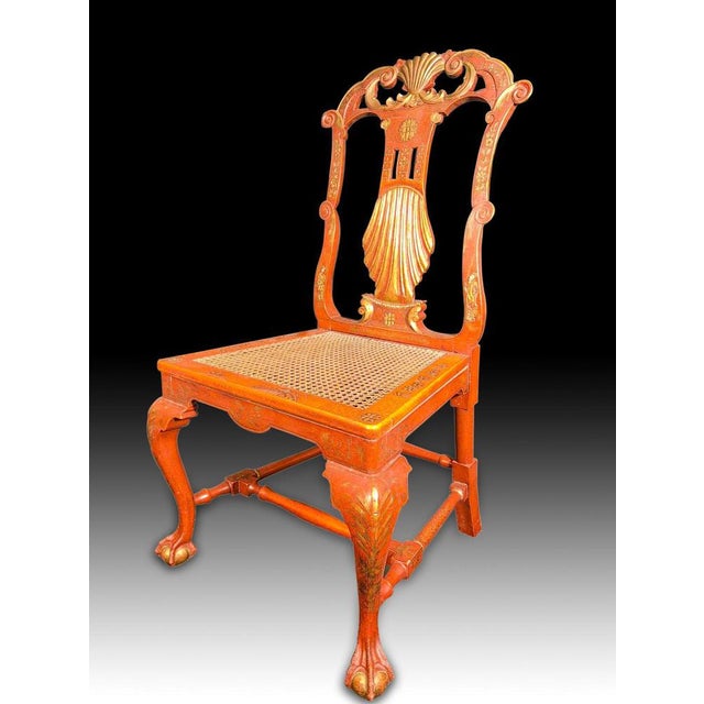 Japanese George II Style Red and Gilt Side Chairs, Set of 6 For Sale - Image 13 of 14