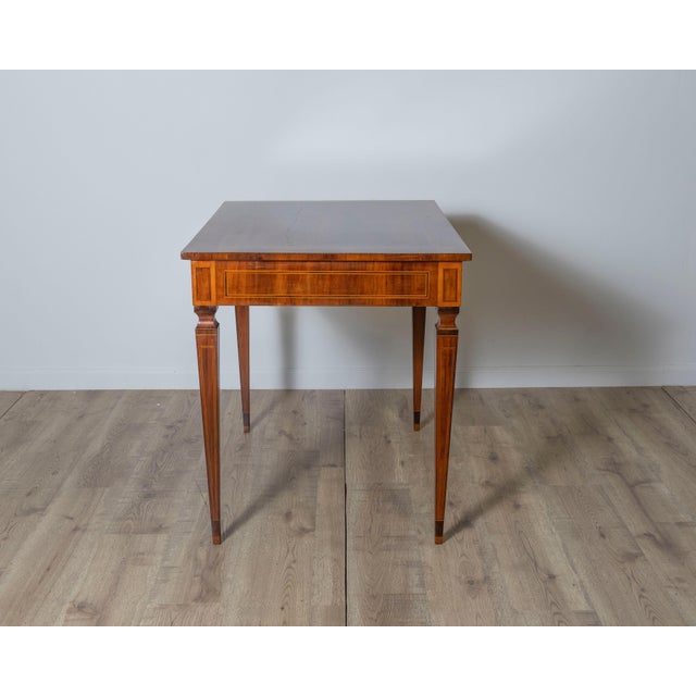 A very elegant walnut table/desk with a central drawer For Sale - Image 11 of 11