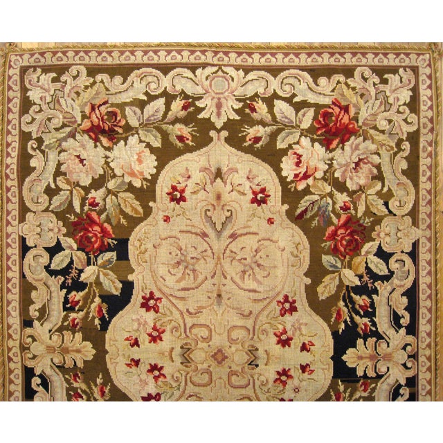 Early 20th Century Antique Portuguese Needlepoint Rug - 6′7″ × 4′8″ For Sale - Image 4 of 5