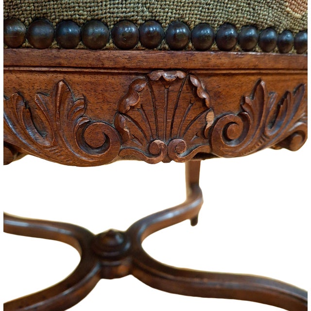 Pair of Antique Louis XIV Style, Needlepoint-Upholstered Side Chairs For Sale - Image 16 of 18