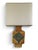 Mustard Yellow Glazed Ceramic Lamp with Floral Diamond Pattern, Vallauris, France, 1960s For Sale - Image 3 of 13