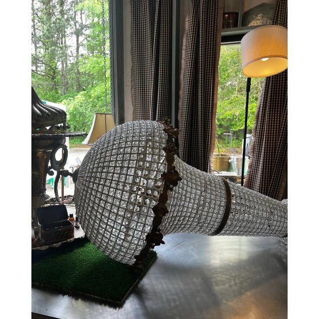 1970s Oversized Gold Stunning Crystal Chandelier With Detailed Accents For Sale In Atlanta - Image 6 of 6