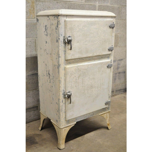Antique Tennessee Furniture Corp. Metal Ice Box Refrigerator Freezer