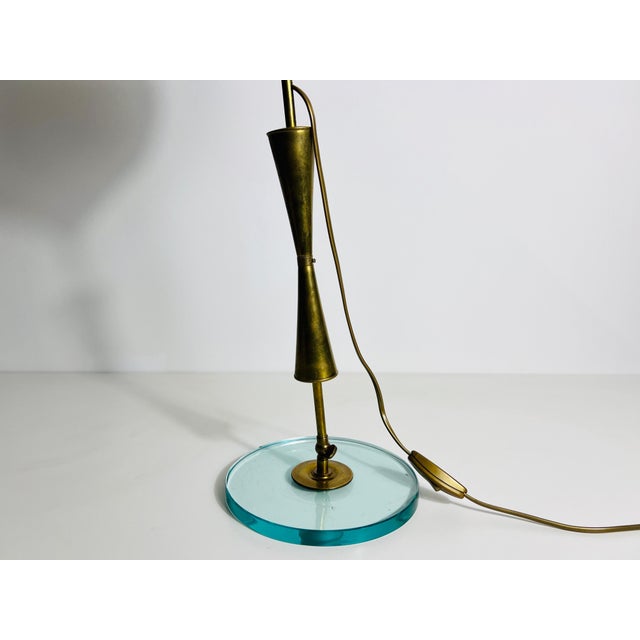 Brass Brass and Glass Table Lamp, 1960s, Italy For Sale - Image 8 of 12