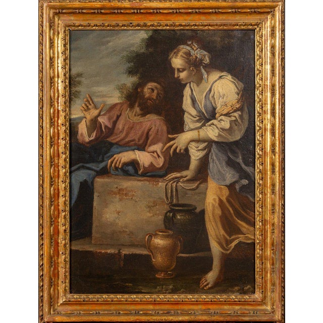 Bolognese School Artist, Christ and the Samaritan Woman at the Well, Oil on Canvas, 17th Century For Sale - Image 8 of 8