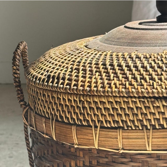 Large Indonesian Brown Basket For Sale - Image 11 of 18