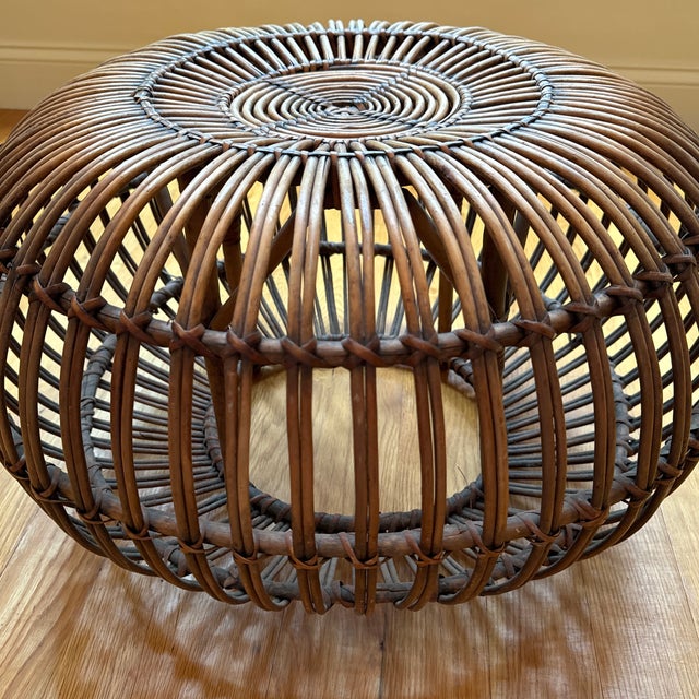 1970s Albini Style Rattan Ottoman For Sale In Greenville, SC - Image 6 of 7