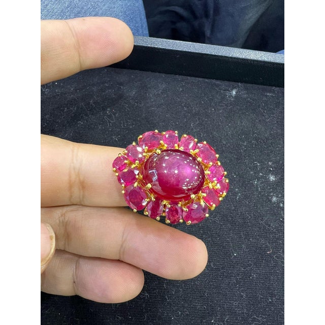 Early 21st Century Bochic "Orient" Vintage 50 Carat Natural Multi Ruby Ring Set 18K Gold &Silver For Sale - Image 5 of 18