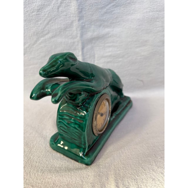 Art Deco Porcelain Greyhound Mantle Piece Original Clock For Sale - Image 9 of 9