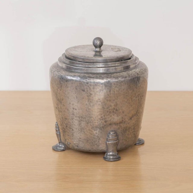 Silver 1930s Art Deco Pewter Jar With Lid For Sale - Image 8 of 12
