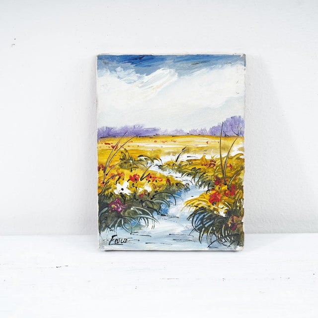 Unknown, Floral Painting, 1980s, Oil on Canvas For Sale - Image 6 of 6