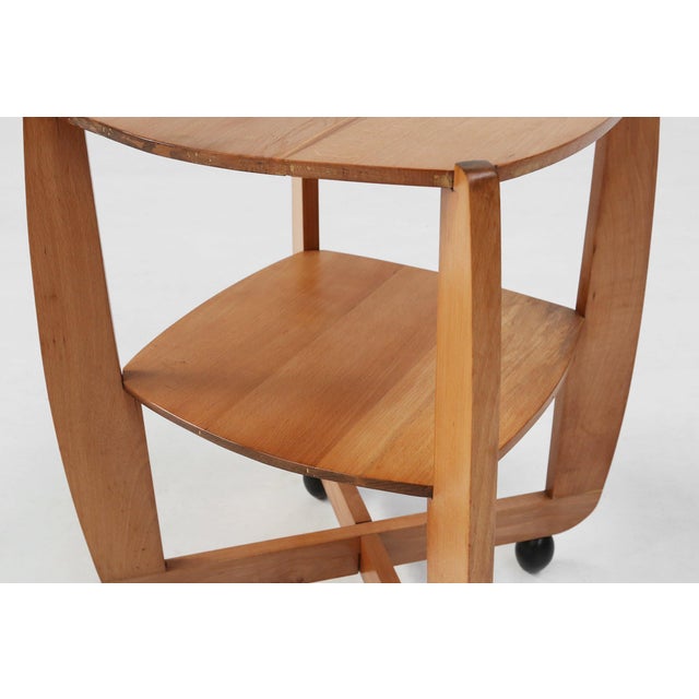 Amsterdam School Beech Wooden Side Table, the Netherlands, 1920s For Sale - Image 11 of 13