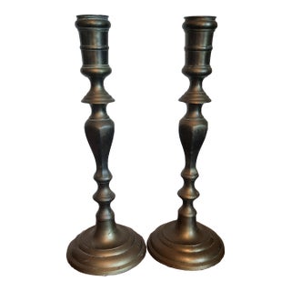 Vintage Brass Candleholders, a Pair For Sale