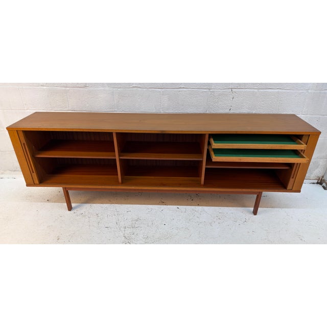 Mid-Century Modern Teak Credenza W/ Tambour Doors For Sale - Image 10 of 12