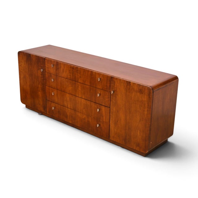 1970s Founders Furniture Vintage Walnut and Chrome Mid Century Modern Lowboy Dresser C. 1970s For Sale - Image 5 of 14