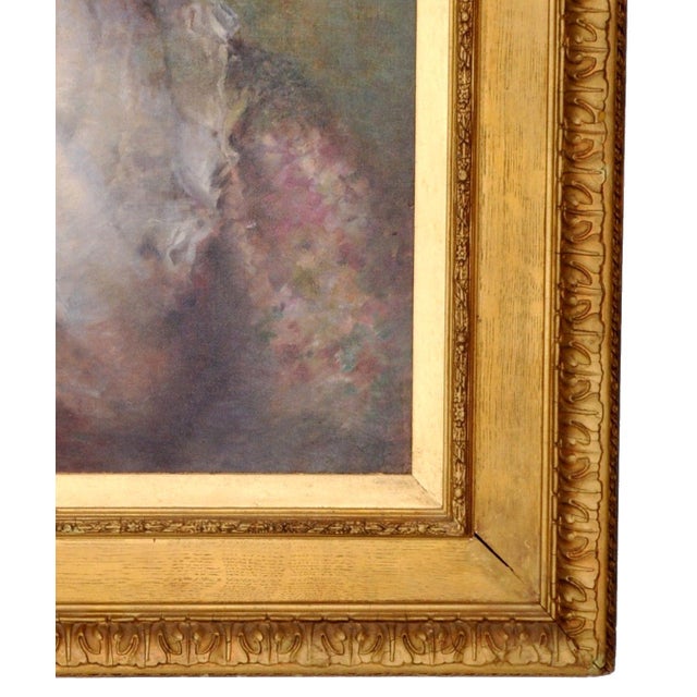 Antique 19th Century English Impressionist Oil on Canvas Painting Female Portrait by F. Norman Circa 1895 For Sale - Image 9 of 11
