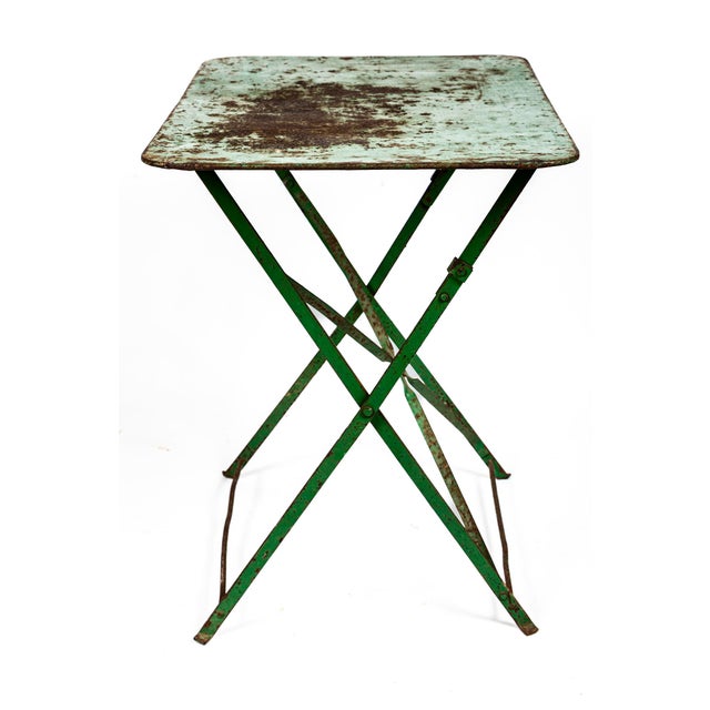 French Painted Wrought Iron Folding Garden Table, Circa 1920's For Sale - Image 4 of 7