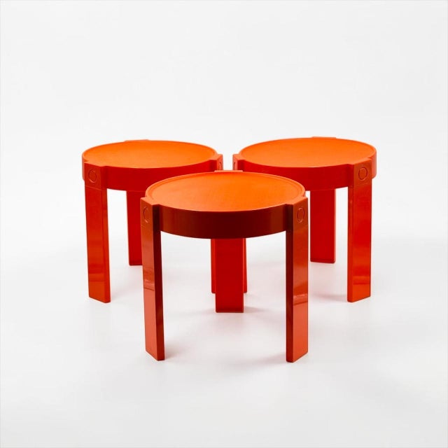 Orange Plastic Nesting Tables by Prisunic, Holland, 1970s, Set of 3 For Sale - Image 13 of 13