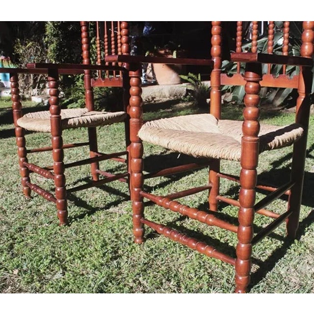 Set of Vintage High Throne Armchairs with Turned Legs and Acetate Seat, 1970s For Sale - Image 9 of 12