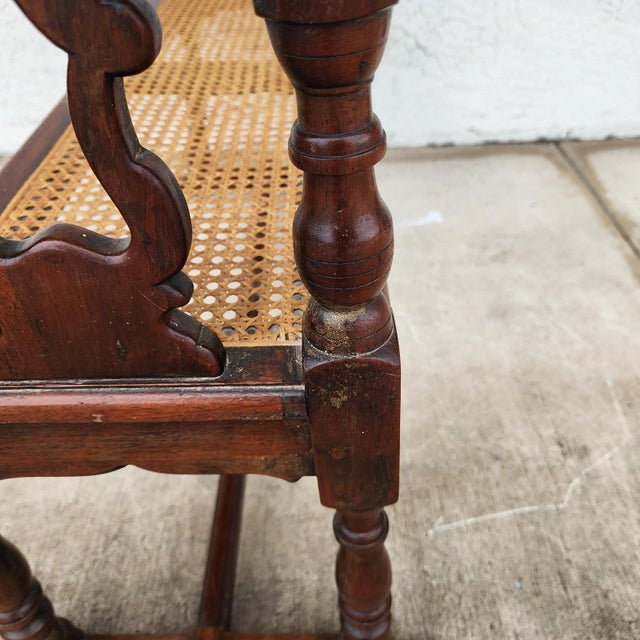 Antique English Walnut & Cane Window Bench For Sale - Image 16 of 16