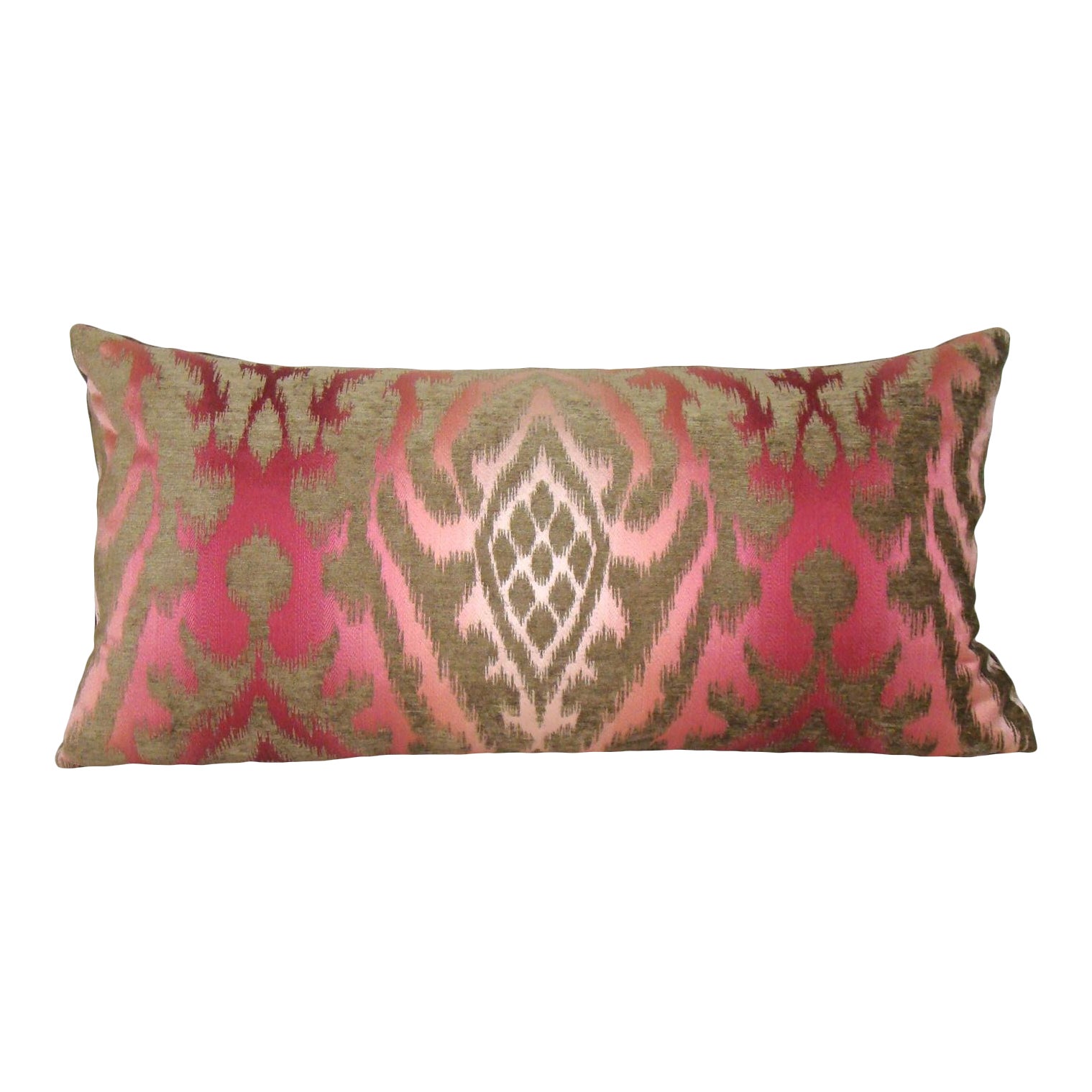 Raspberry Mocha Silk Velvet Ikat Bolster Pillow Cover Chairish