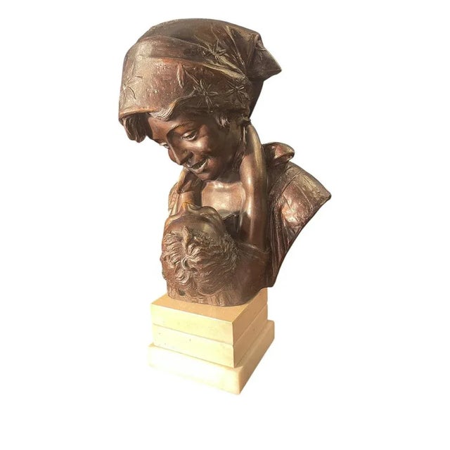 Bronze sculpture, Maternity, A. Merente, 19th century Bronze sculpture by Neapolitan artist Antonio Merente, who lived...