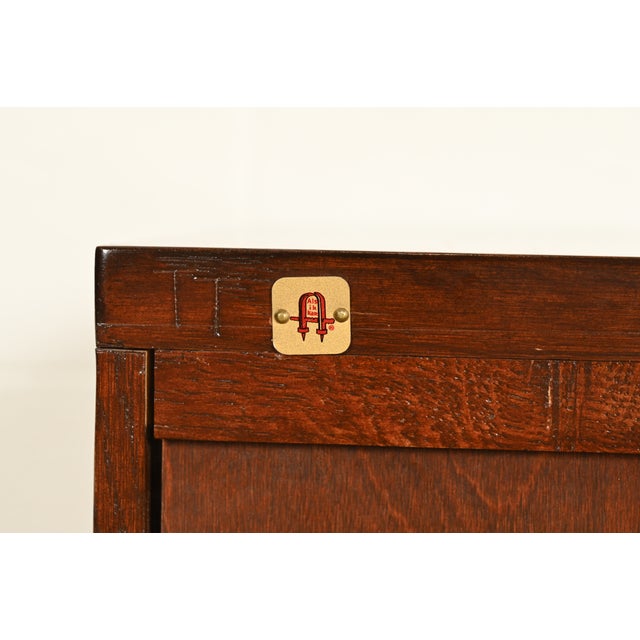 Stickley Harvey Ellis Collection Mission Arts & Crafts Inlaid Oak Console or Media Cabinet For Sale - Image 13 of 15