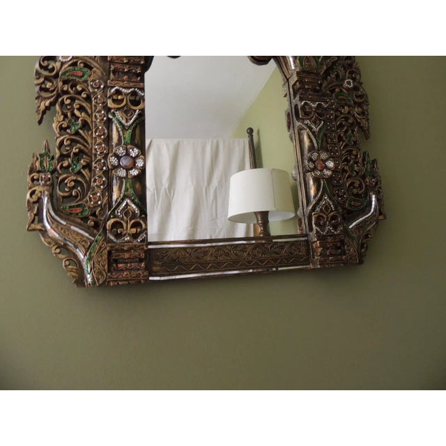 Large HandCarved Bejeweled Wood Wall Mirror Chairish