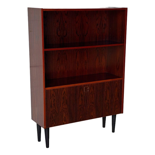 Rosewood Open Shelf Cabinet With Lower Doors Danish Mid-Century Modern 1960s For Sale