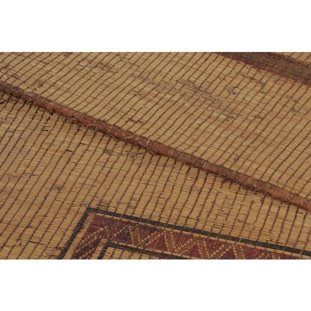 Goldenrod Vintage Moroccan Tuareg Mat With Twin Geometric Medallions in Beige & Red - Rug & Kilim For Sale - Image 8 of 8