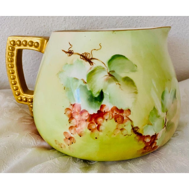 Late 19th Century Antique Hand Painted Cranberries Cider Cabinet Pitcher Attributed to Limoges For Sale - Image 10 of 13