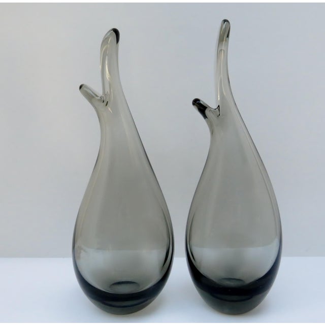 Mid-Century Modern 1960s Holmegaard Smoke Glass Vases, a Pair For Sale - Image 3 of 7